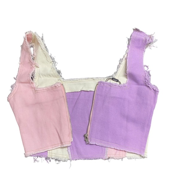 Jaded London Top Womens Shirt US Size 4 Pink Patch Work Corset Zip Distress NEW - Picture 8 of 9